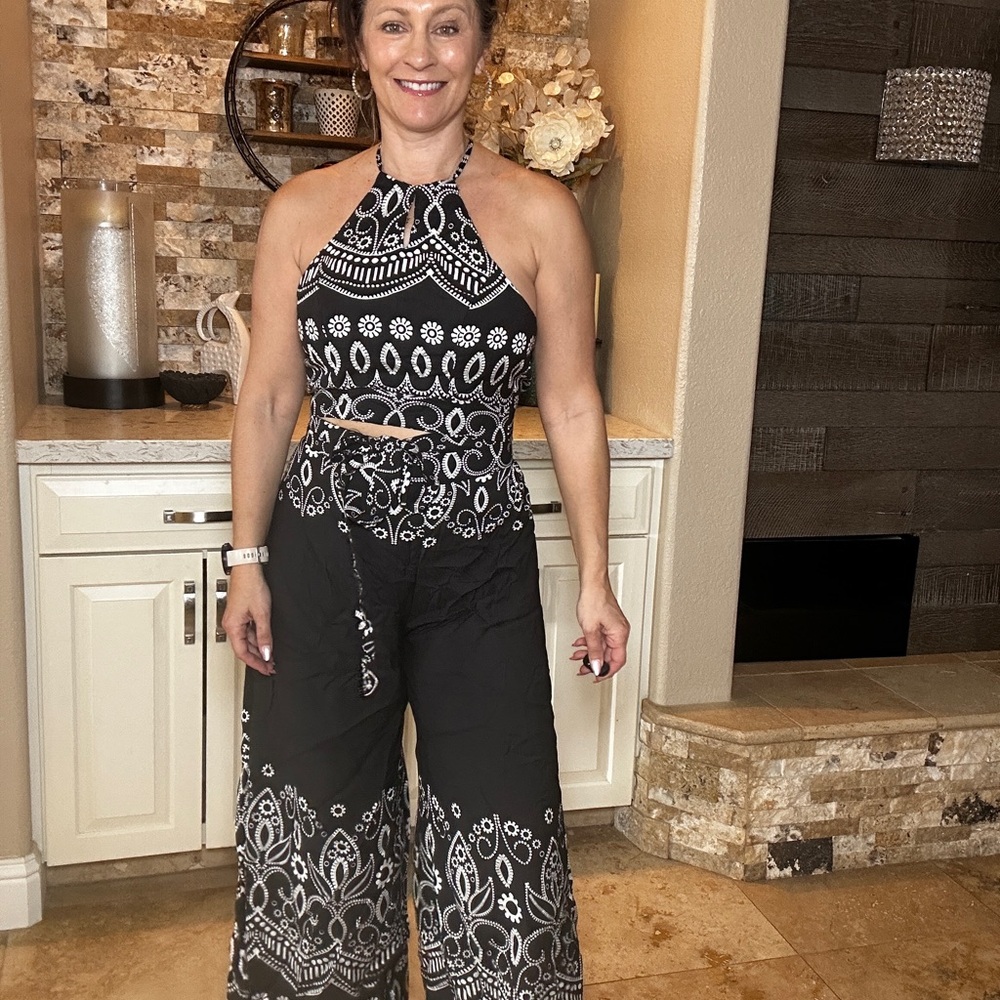 Black and White Halter Jumpsuit